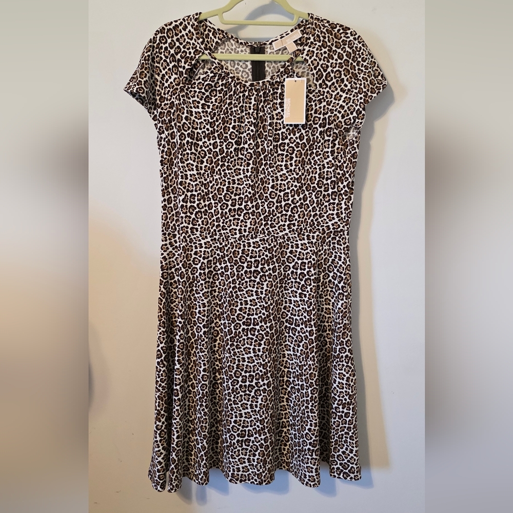 NWT Michael Kors Leopard Print Women's Dress Size Large